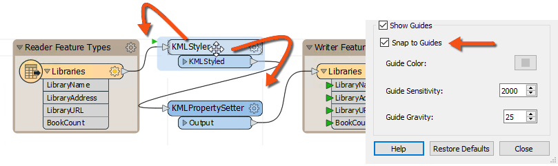 Aligning objects using guides